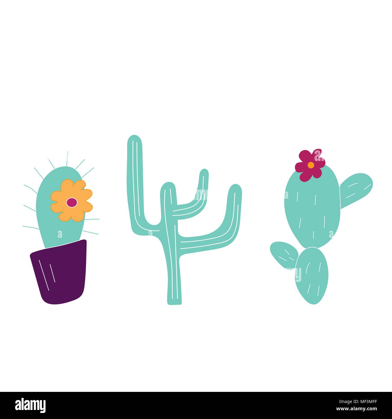Hand drawn cactus icons. Can be used for banner or card for Cinco de ...