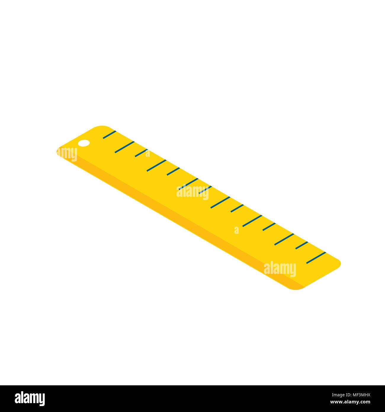 Isometric ruler icon. 3d school supplies . Vector Back to school background with stationery. Office accessories. Stock Vector