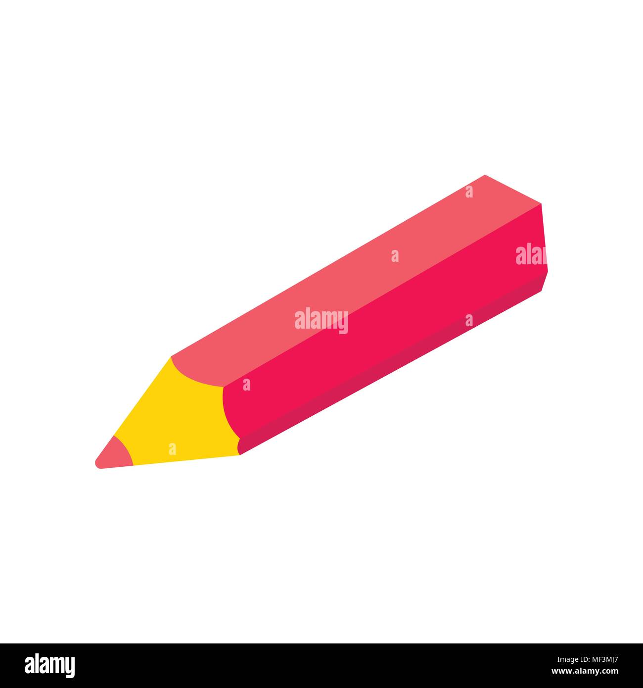Isometric pen icon. 3d school supplies with student's pencil. Vector Back to school background with stationery. Office accessories. Stock Vector