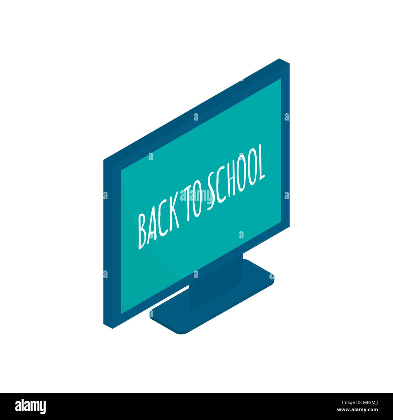 Isometric computer icon. 3d school supplies with student's monitor ...