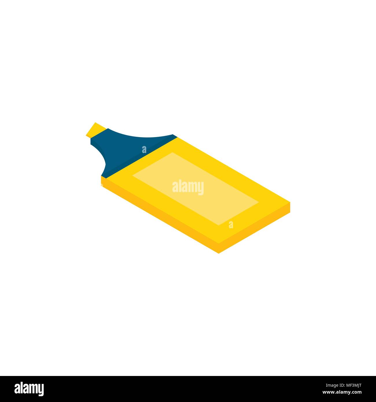 Isometric  highlighter icon. 3d school supplies with student's marker. Vector Back to school background with stationery. Office accessories. Stock Vector