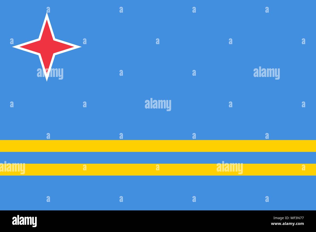 Flag of Aruba official colors and proportions, vector image Stock ...