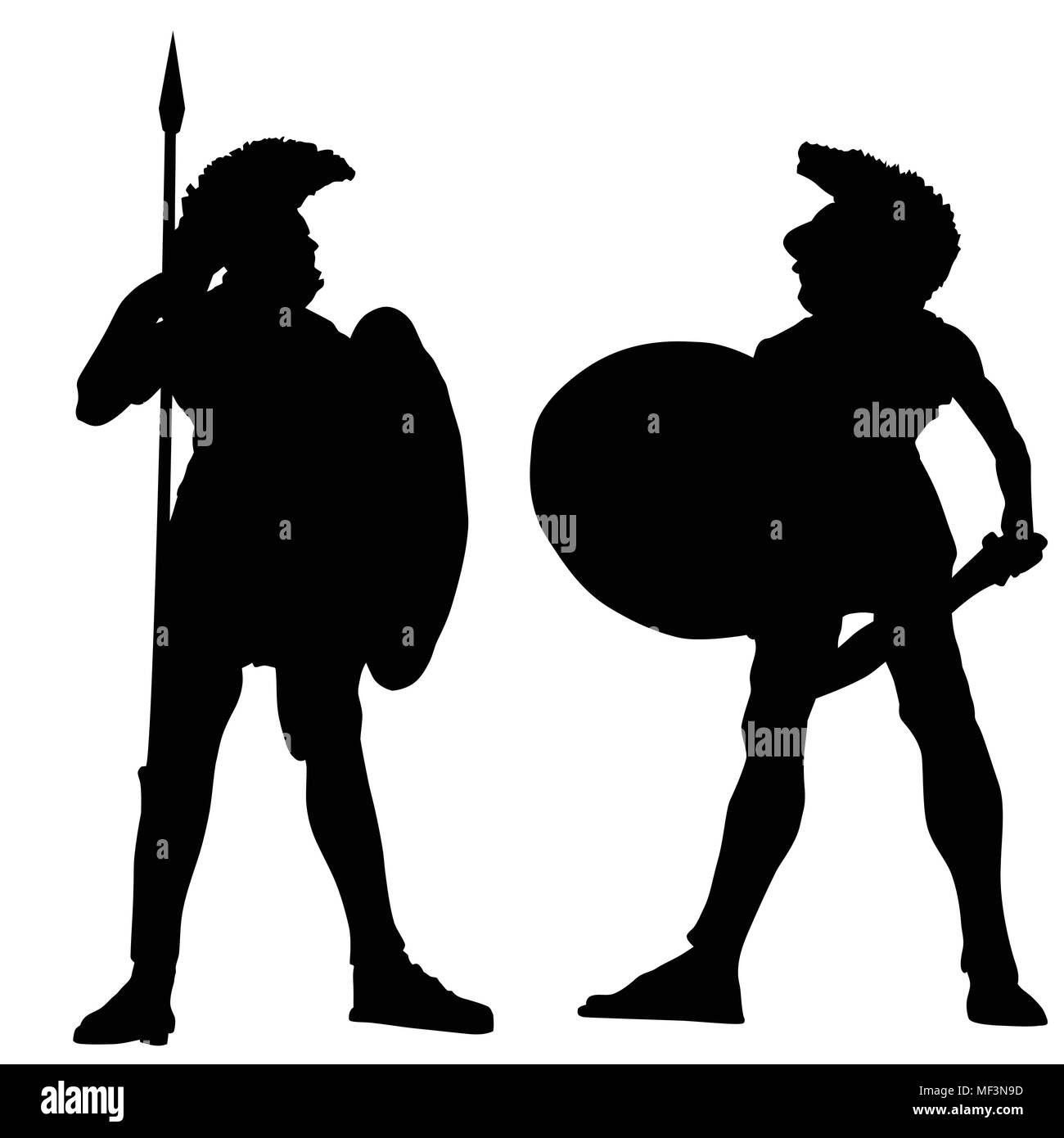 Spartan warrior silhouettes on white background, vector illustration Stock Vector
