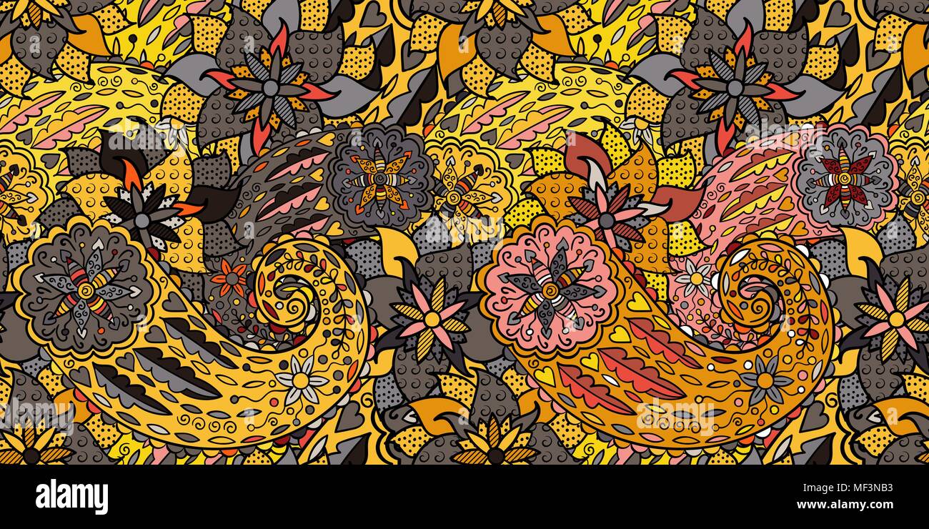 Vector bright seamless pattern in paisley style Stock Vector Image ...