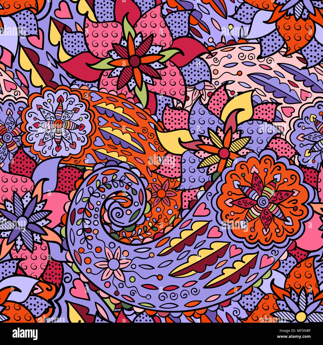 Vector bright seamless pattern in paisley style Stock Vector Image ...