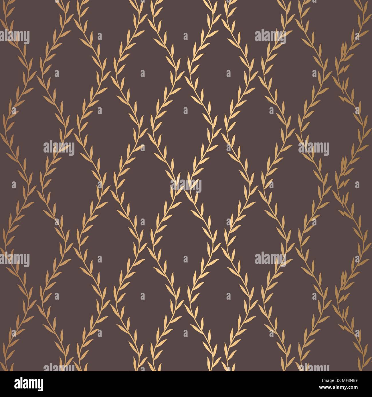 Golden Leaves Pattern Vintage Design Stock Vector