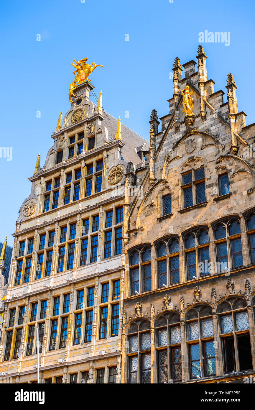 16th-century Guildhouses at the Markt Square in Antwerp, Belgium Stock Photo