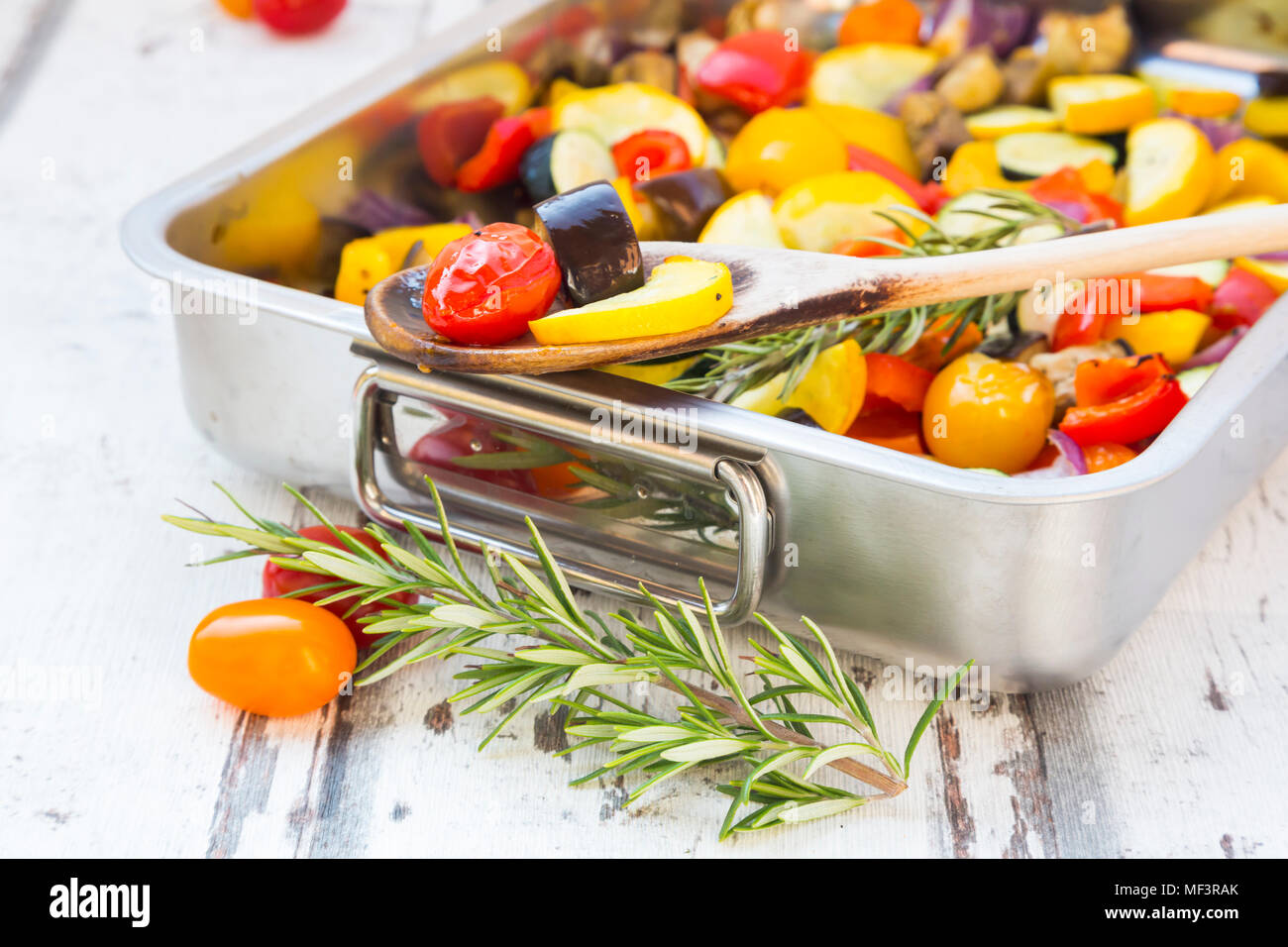Mediterranean oven vegetables Stock Photo