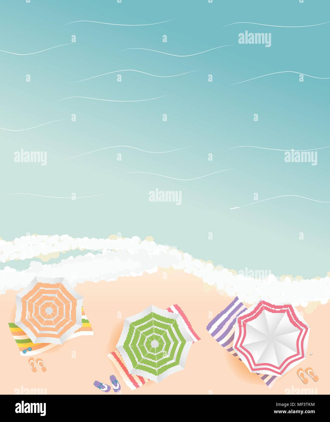 Summer Time Background. Sunny Beach in Flat Design Style Vector ...