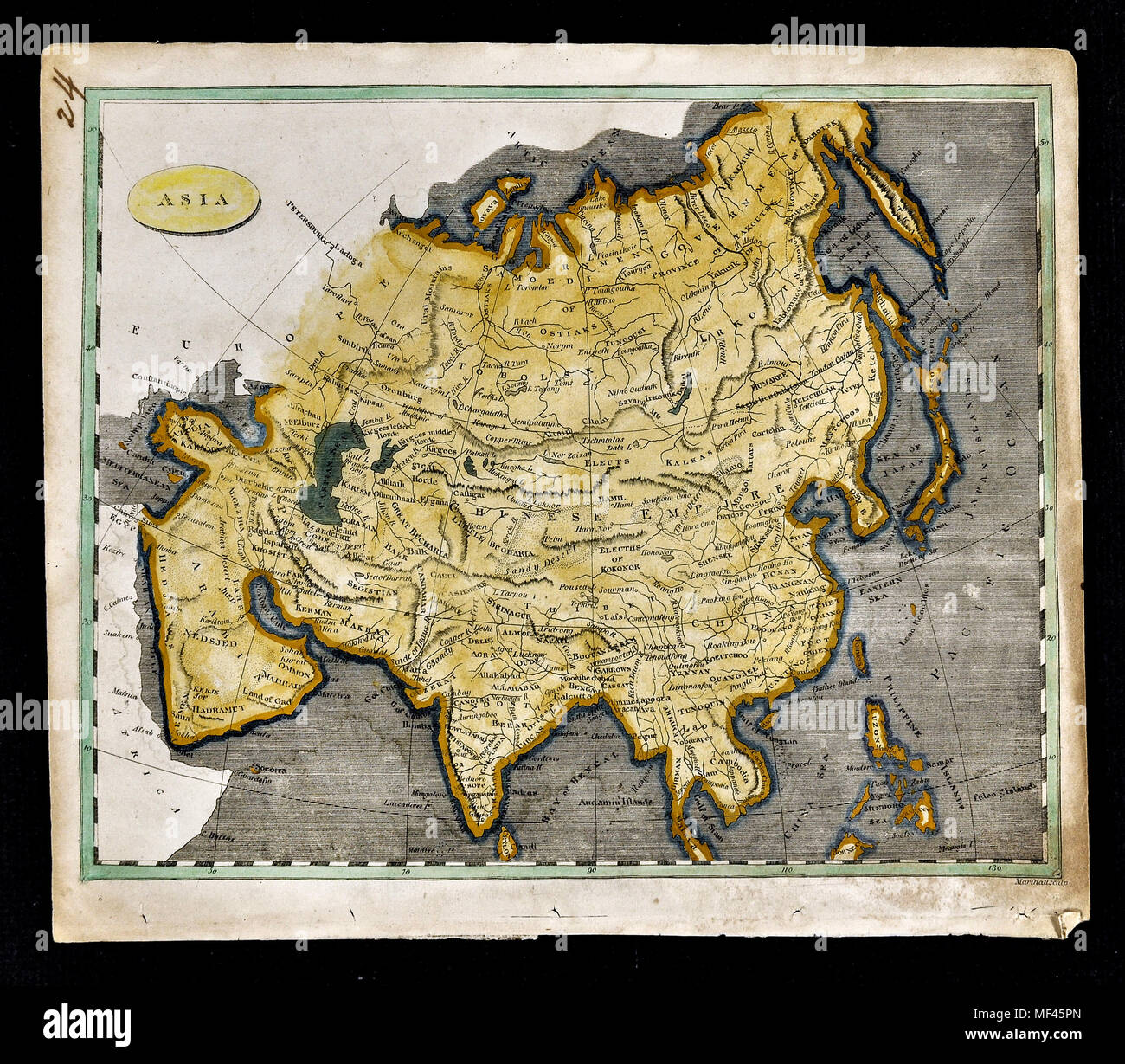 1804 Arrowsmith Map - Asia - Japan China Taiwan India Arabia Mongolia Siberia Iran Iraq Vietnam Stock Photo