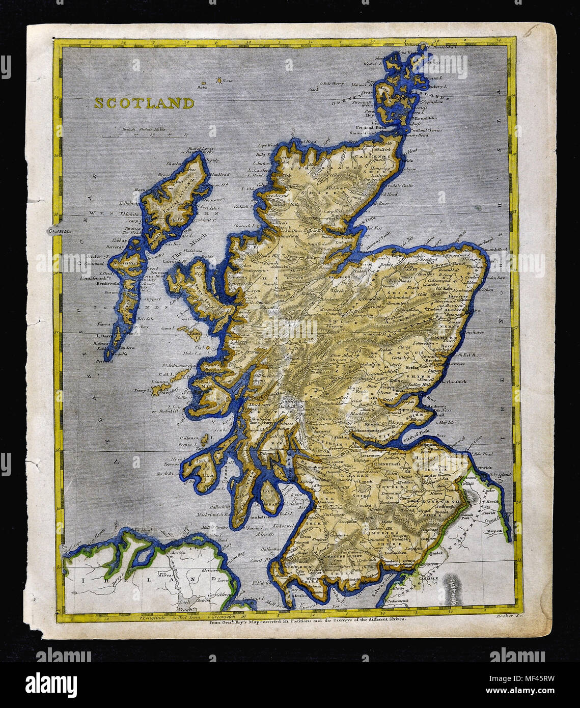 1804 Arrowsmith Map - Scotland - Edinburgh Glasgow Loch Ness Inverness Orkney Islands Stock Photo