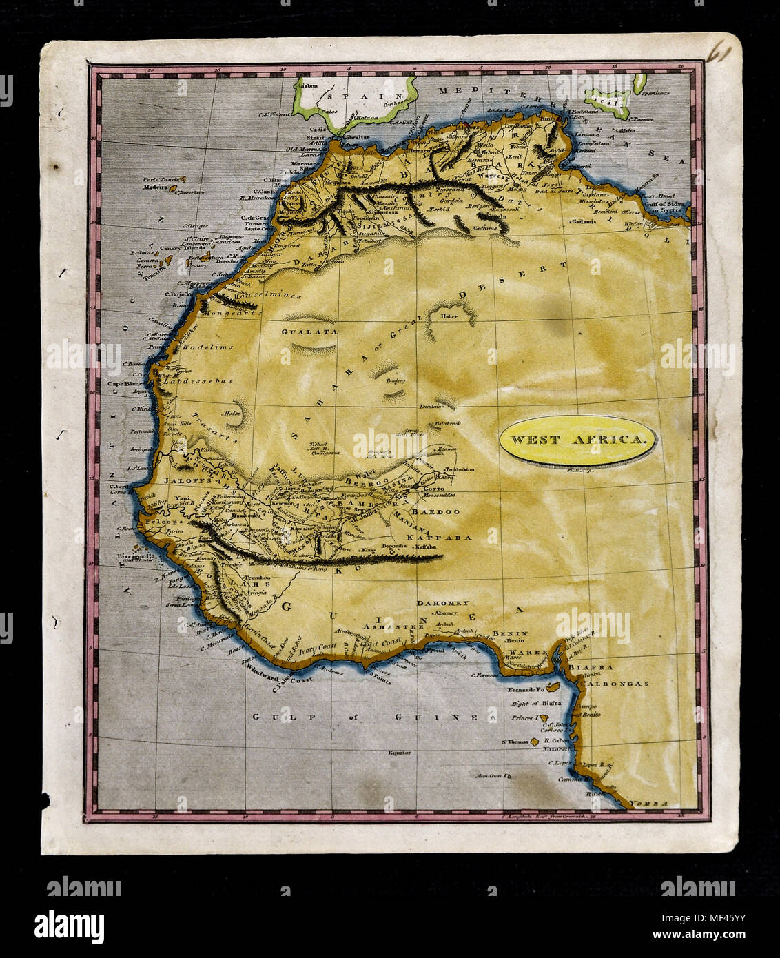 1804 Arrowsmith Map - Northwest Africa - Morocco Ivory Coast Liberia Congo Sudan Sahara Desert Stock Photo