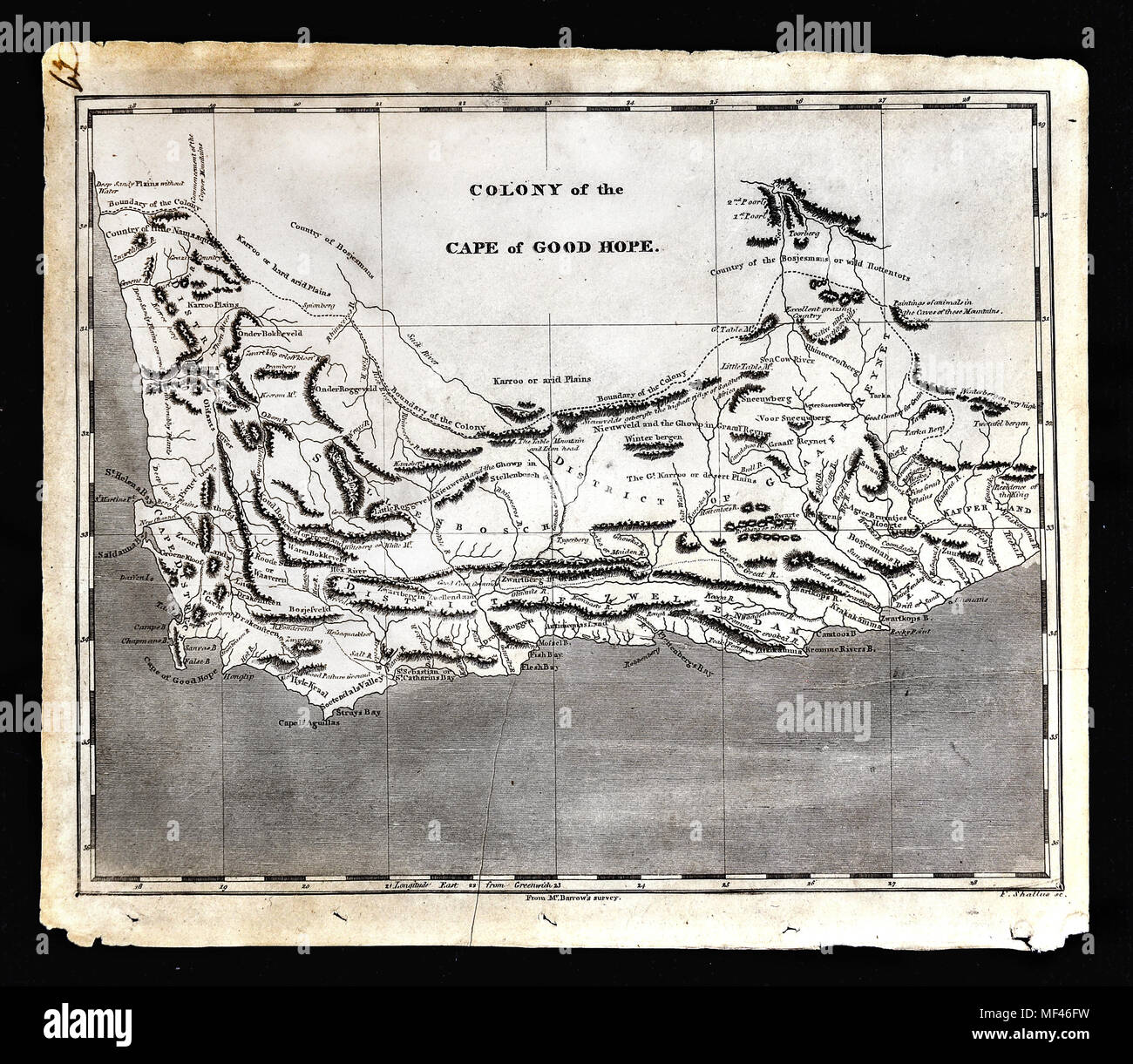 1804 Arrowsmith Map - South Africa - Cape of Good Hope Capetown Kalahari Desert Stock Photo