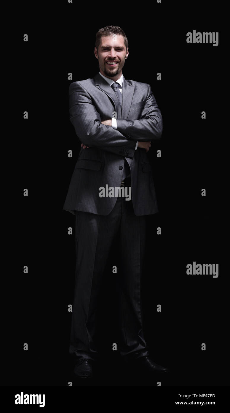 rear view .smiling businessman looking at the camera Stock Photo - Alamy