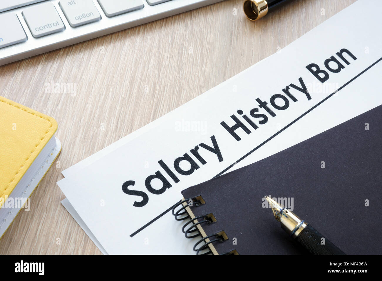 Documents with title Salary history ban. Stock Photo