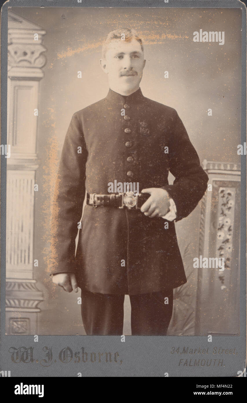 Cabinet Card of Victorian Cornish Policeman Stock Photo