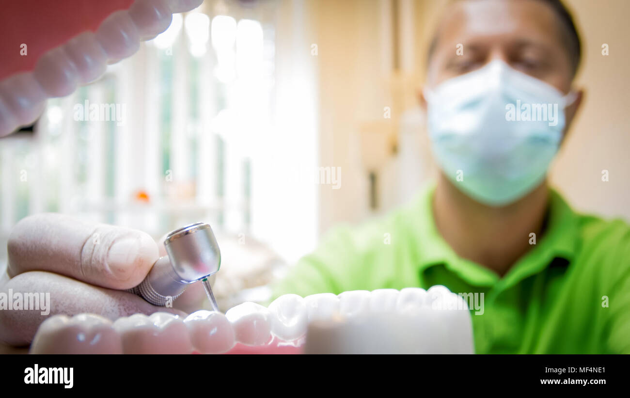 Closeup POV image of dentist removing teeth caries with dental drill Stock Photo Alamy