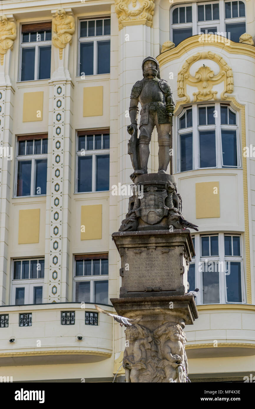 Statue of Roland on the fountain Stock Photo