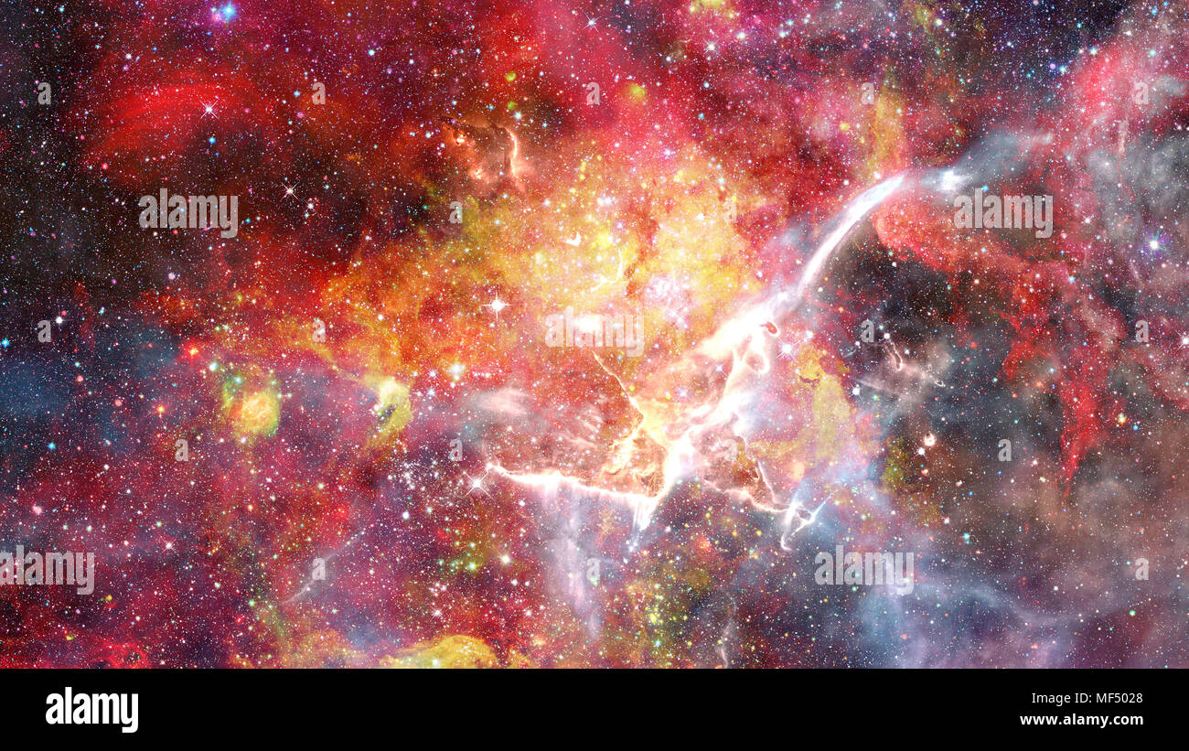 Supernova explosion with glowing nebula in the background. Elements of ...