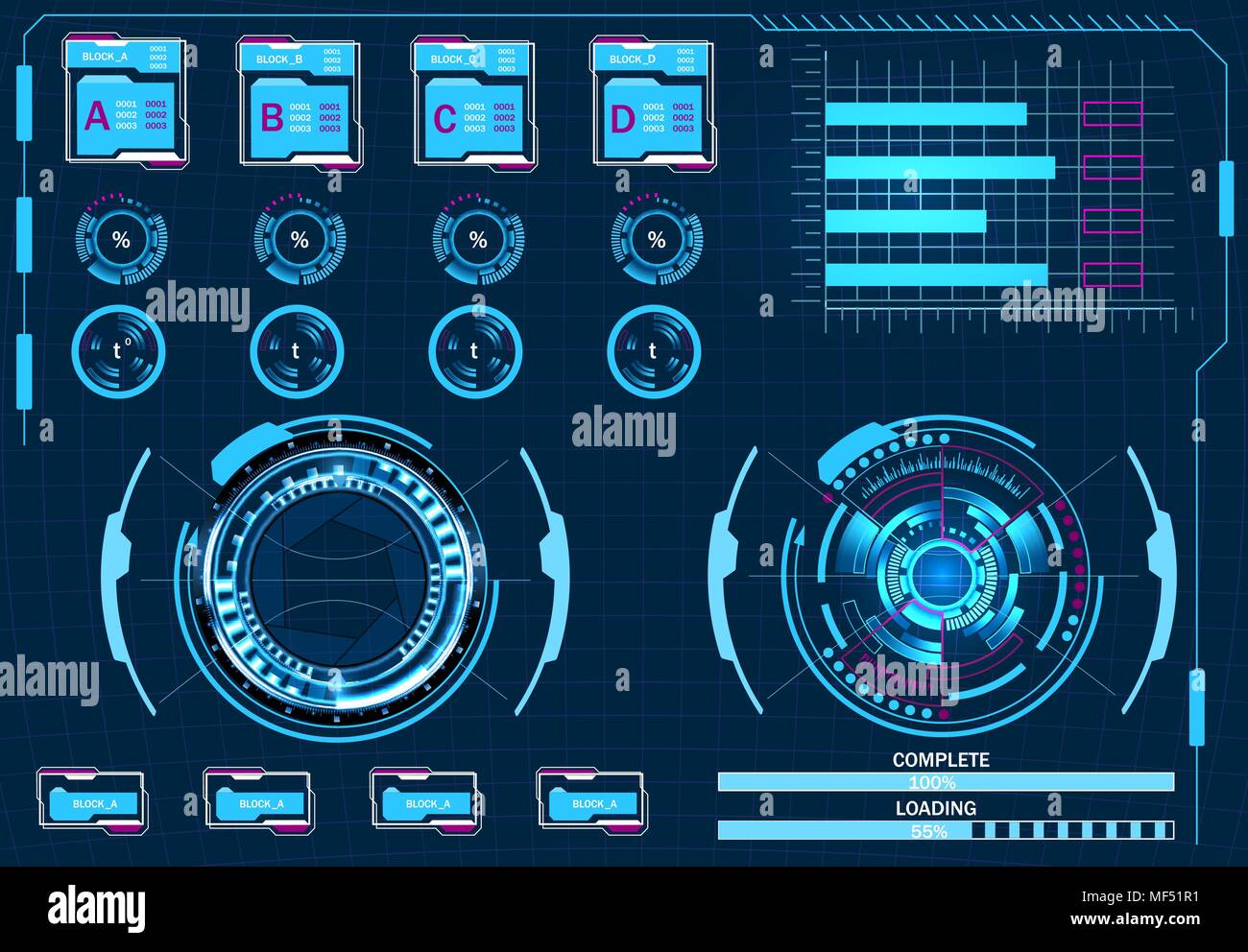 Computer management, virtual graphical user interface, HUD elements ...