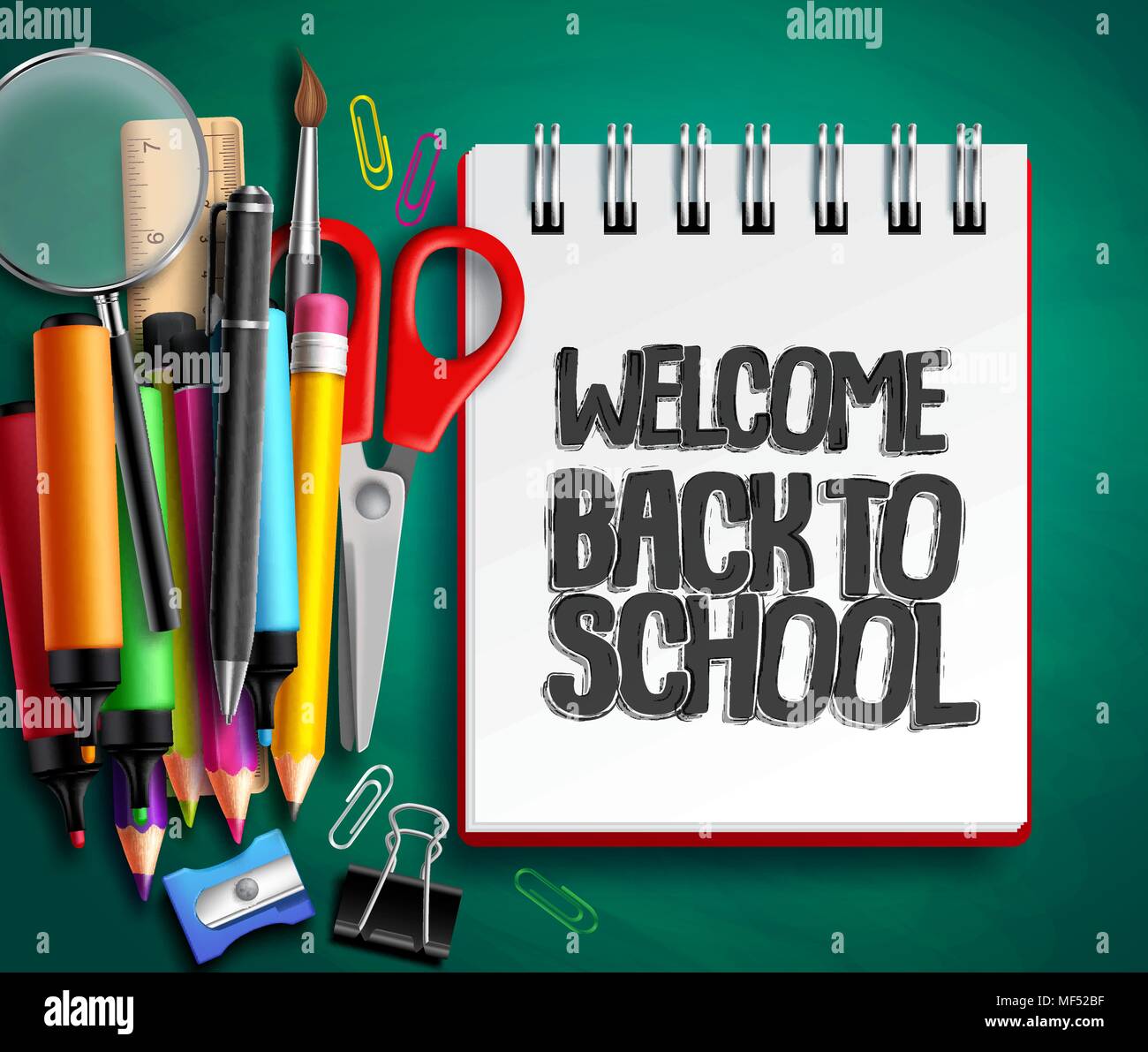 Back to school vector background design with school supplies, education ...