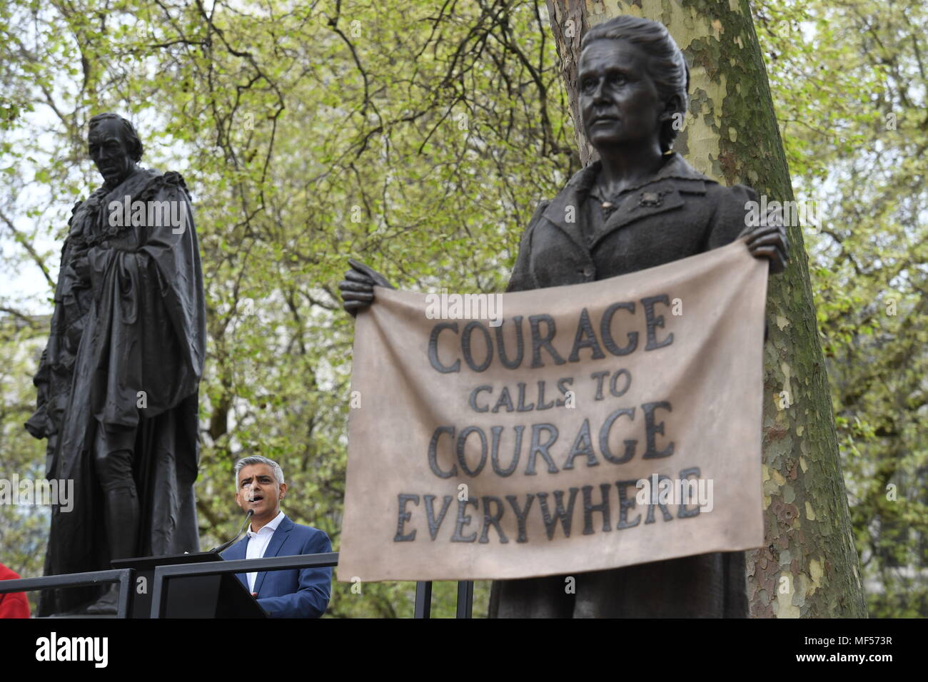 Mayor of London Sadiq Khan at the unveiling of the statue of suffragist leader Millicent Fawcett, in Parliament Square, London. Stock Photo