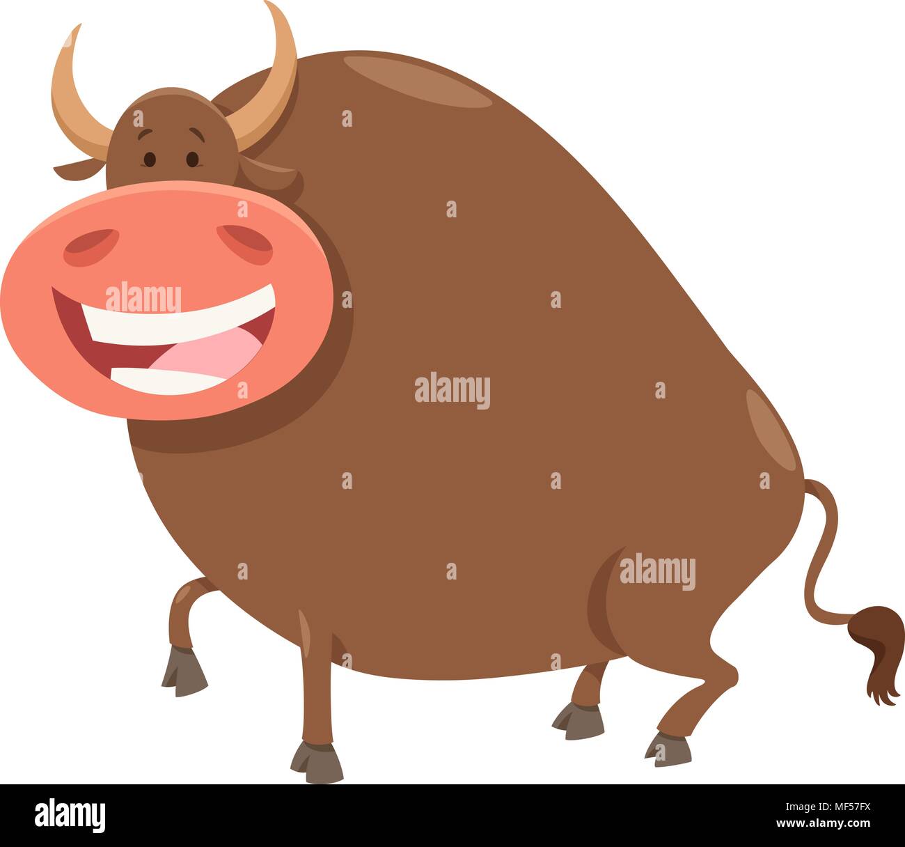 Cartoon Illustration of Funny Happy Bull Farm Animal Character Stock Vector