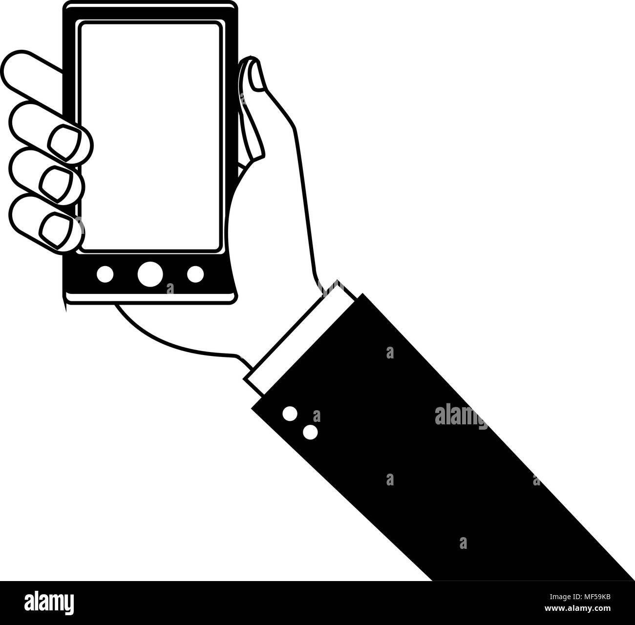 Hand with smartphone on black and white Stock Vector Image & Art - Alamy