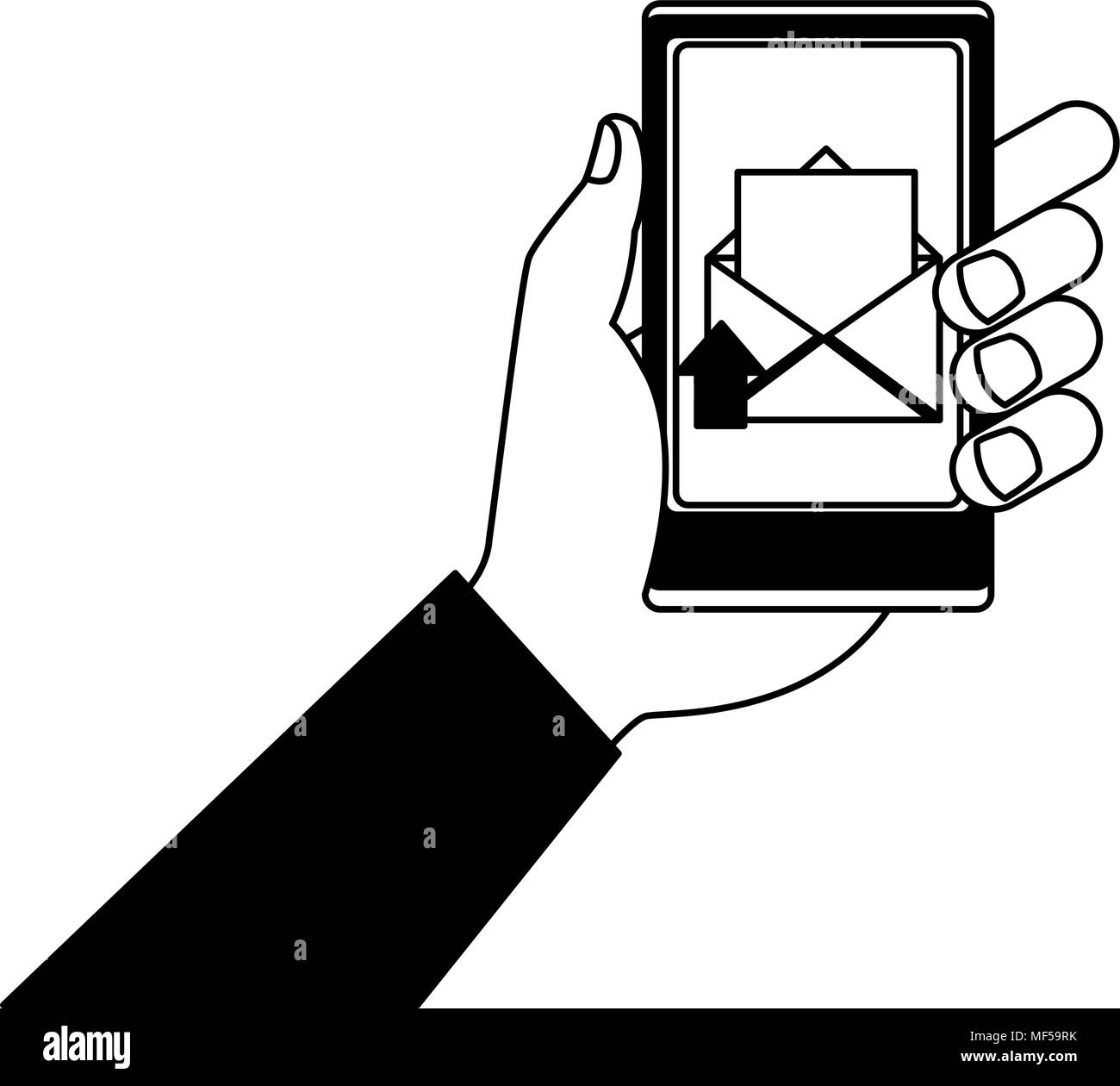 Hand with smartphone on black and white Stock Vector Image & Art - Alamy