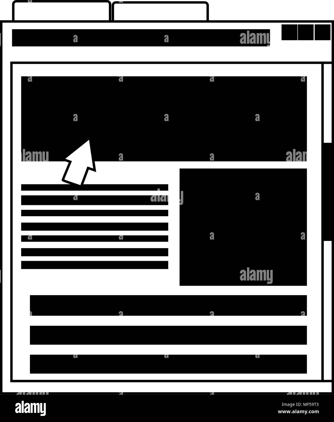 Browser windows open on black and white Stock Vector