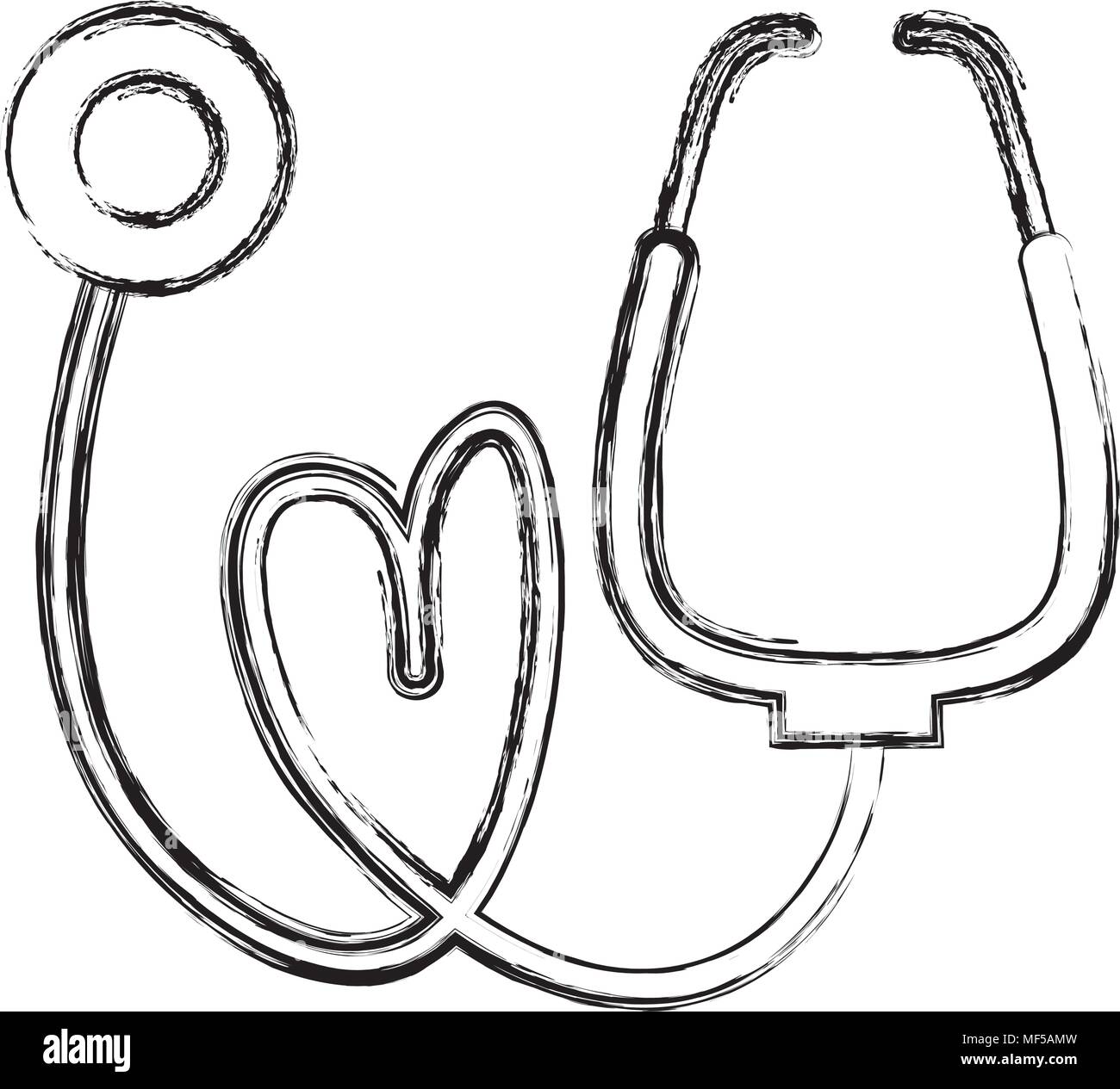 grunge medical stethoscope instrument to heartbeat sign vector illustration Stock Vector