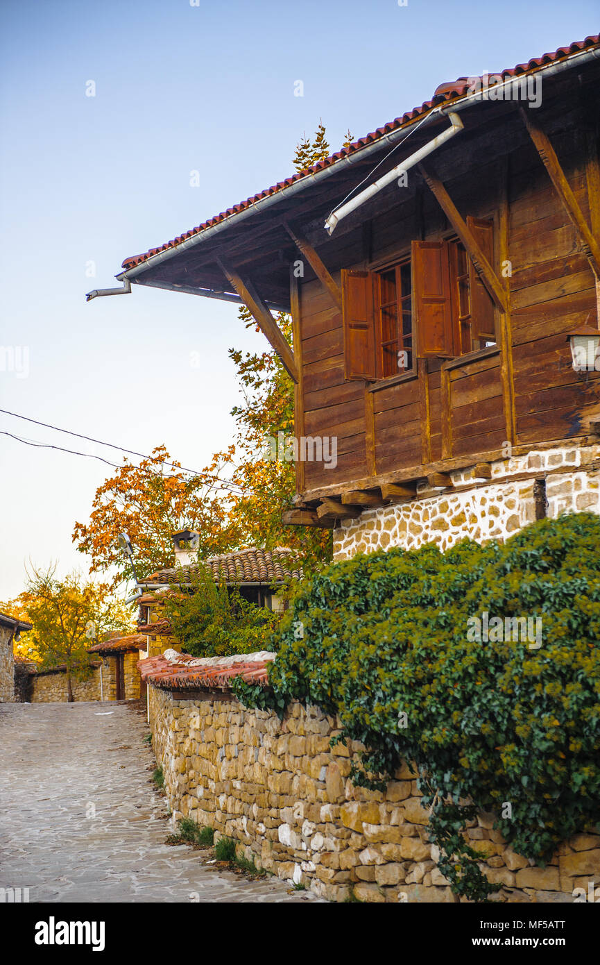 Traditionall architecture in a Bulgarian village Stock Photo