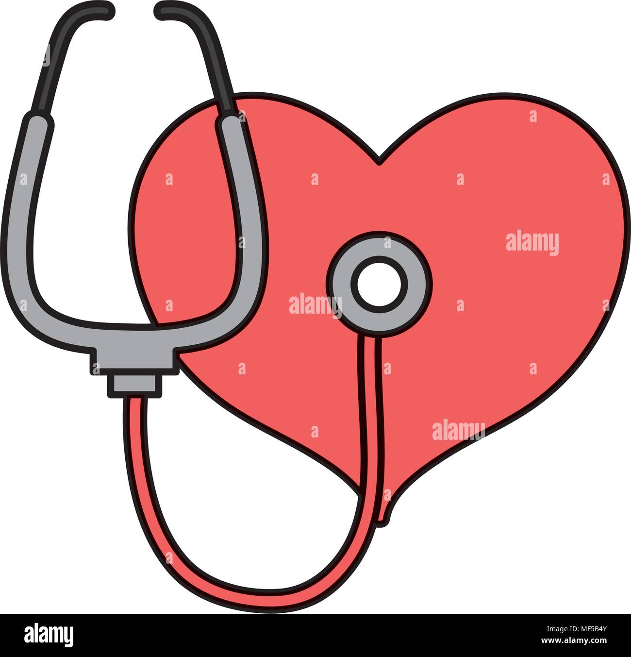 color heart with stethoscope tool to rhythm sign vector illustration Stock Vector