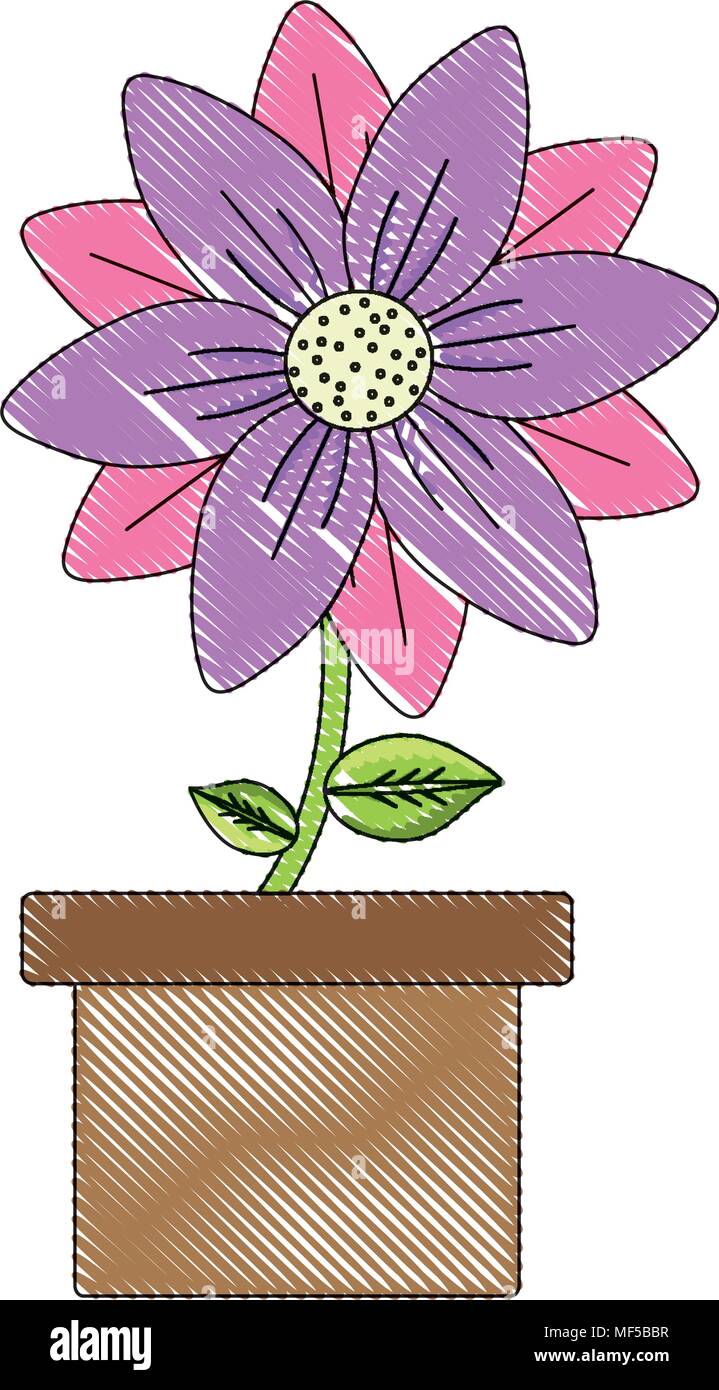 flower plant in a pot over white background, colorful design. vector ...