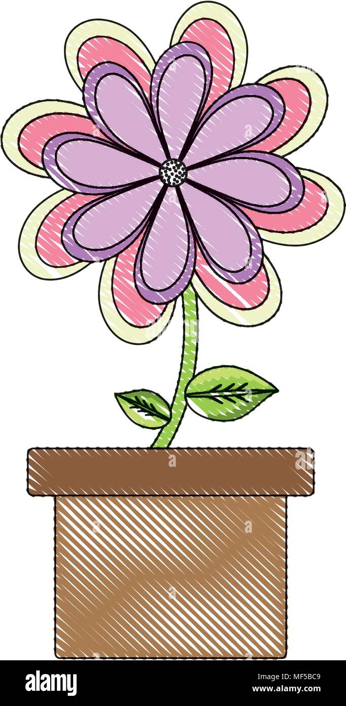flower plant in a pot over white background, colorful design. vector ...