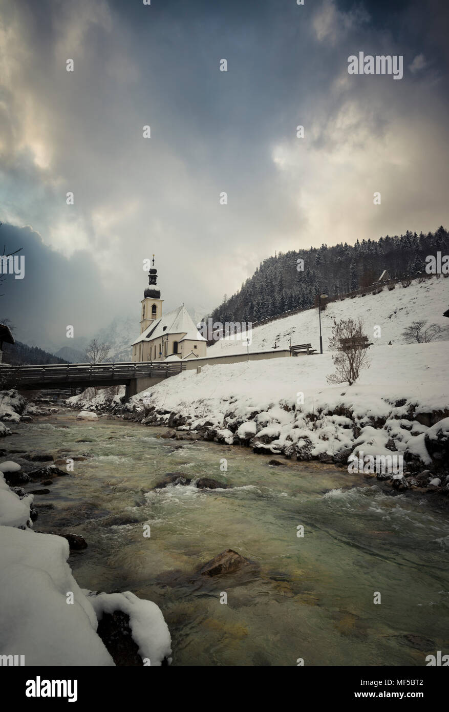 Germany, Bavaria, Ramsau, view to St Sebastian's Church Stock Photo