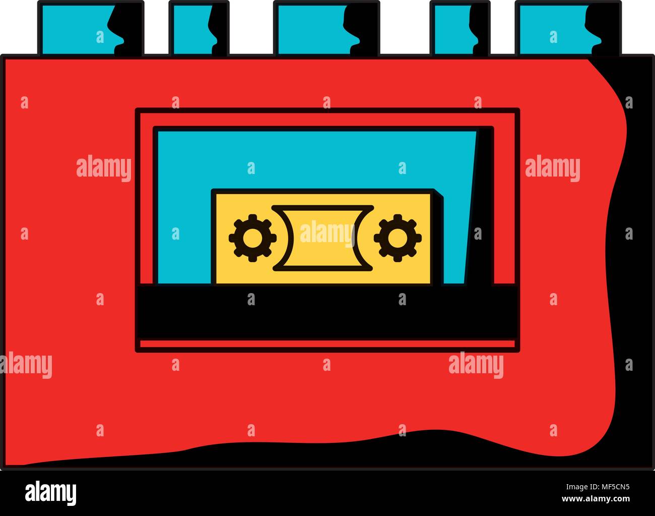 cassette music player icon over white background, vector illustration ...