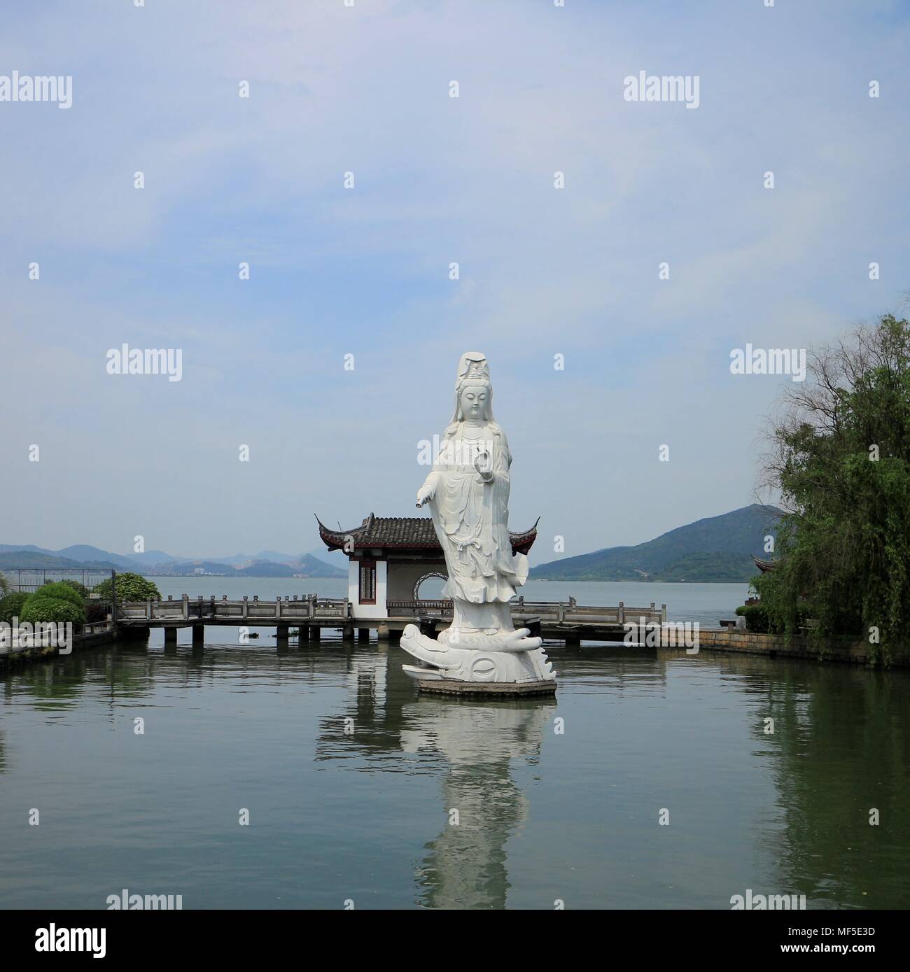 Guanyin Bodhisattva Statue at Dongqian Lake, Ningbo, China Stock Photo