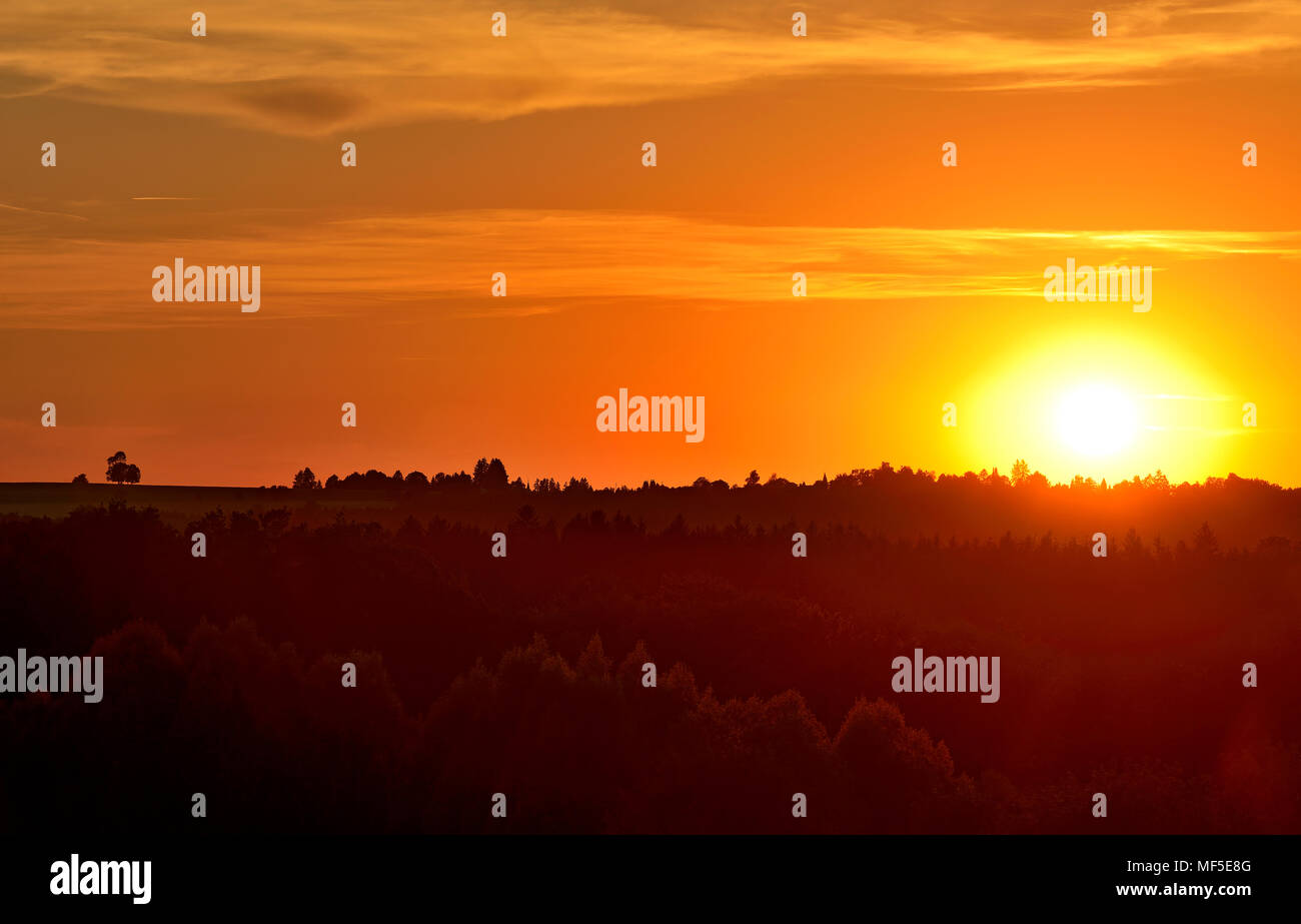 Germany, Bavaria, Upper Bavaria, Egling, sunset Stock Photo