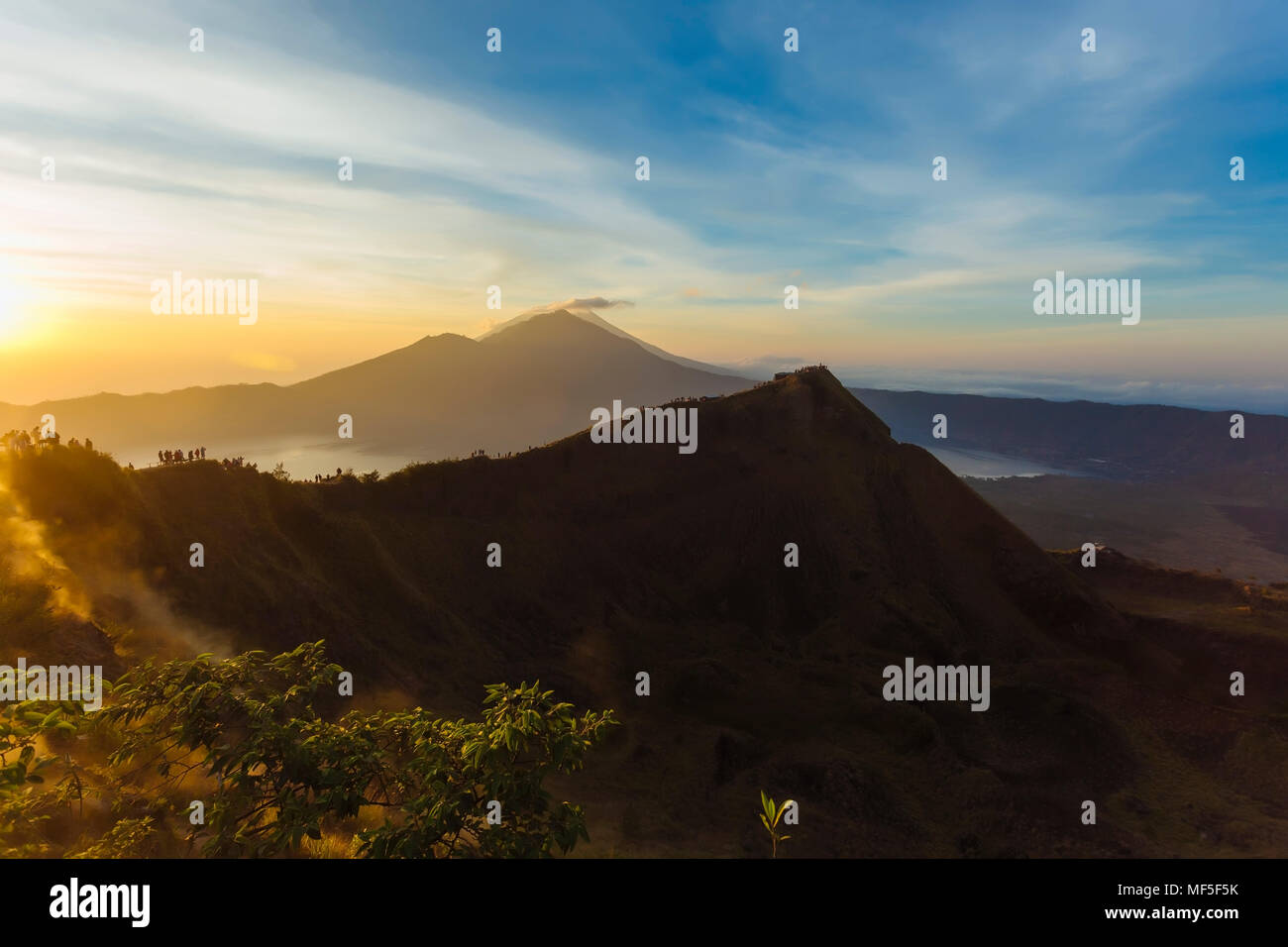 Indonesia, Bali, sunrise landscape at the top of volcano Batur Stock ...