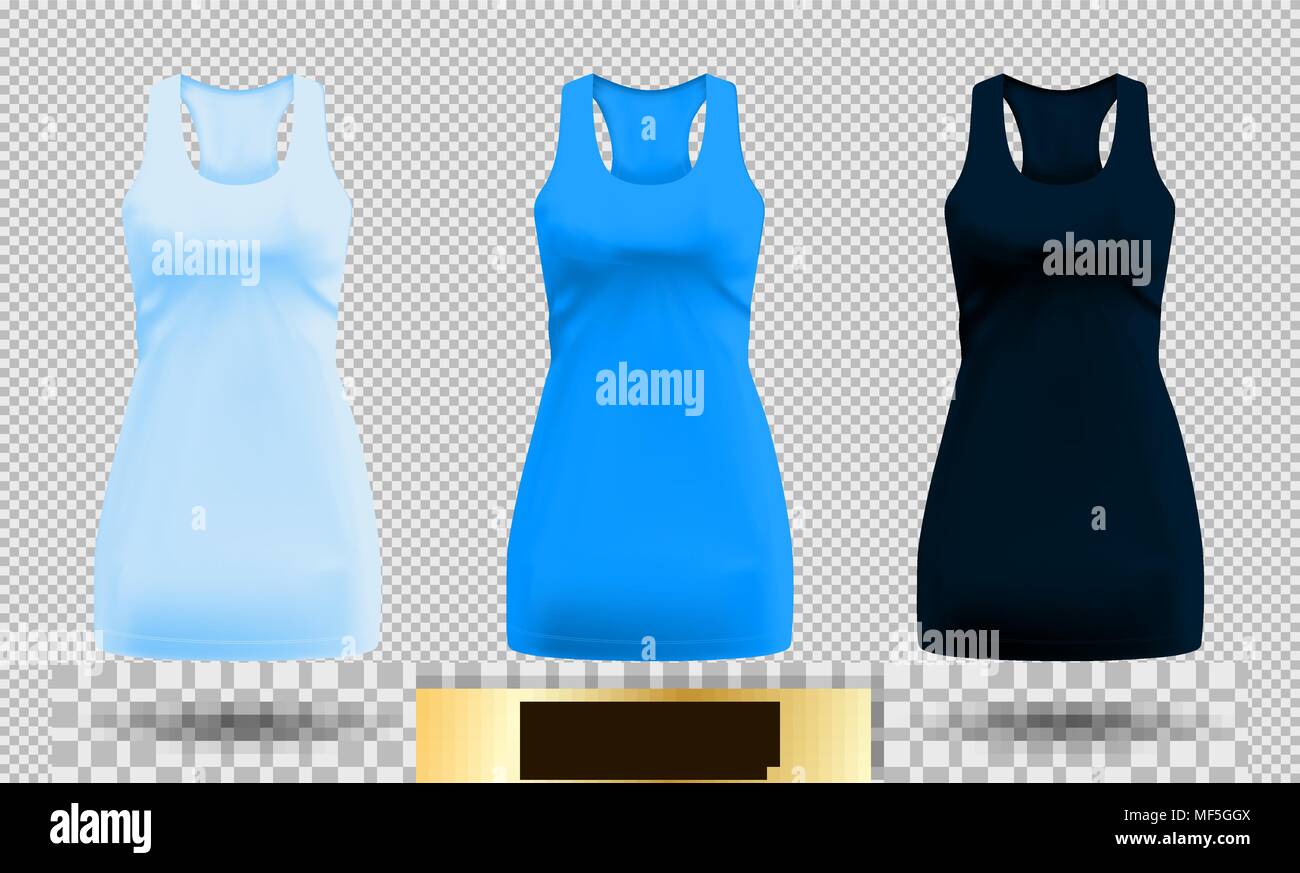 Realistic detailed 3d women dress mock up. Light, normal and dark blue