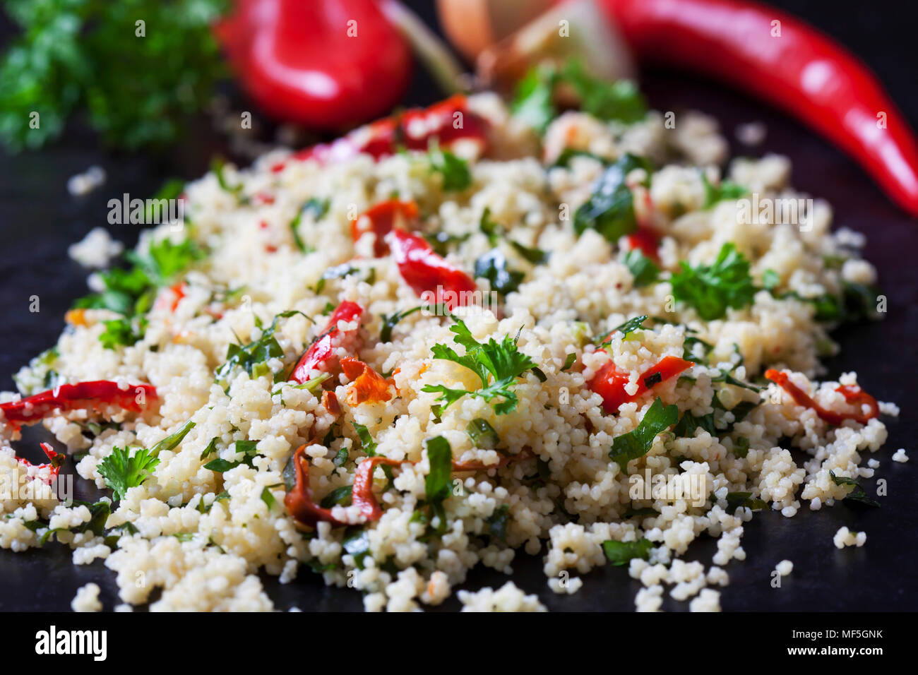 Couscous salad, close-up Stock Photo