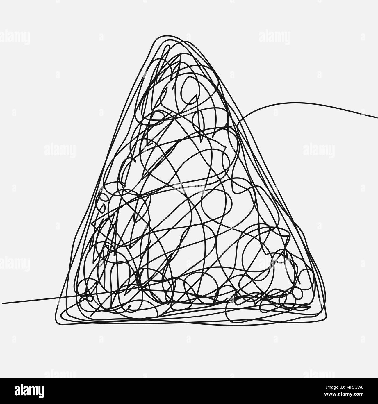 Tangle Scrawl Sketch Vector. Drawing Triangle. Hand Drawn Line. Chaos. Illustration Stock Vector
