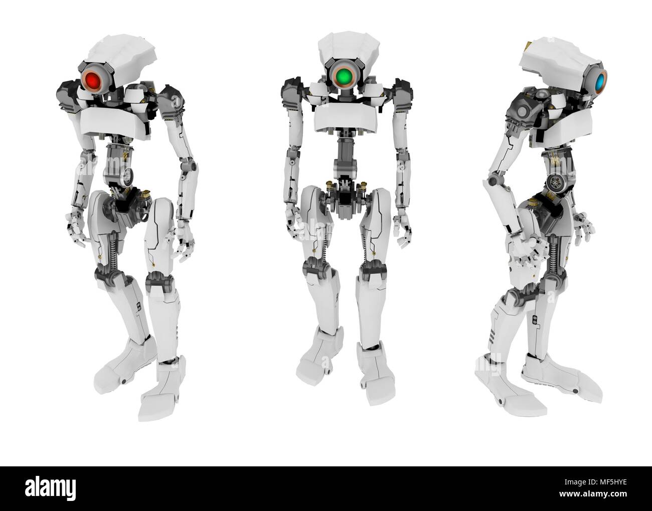 Slim 3d robotic figure, over white, isolated Stock Photo