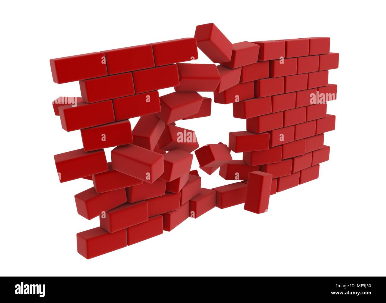 3d block wall breaking in the middle Stock Photo Alamy