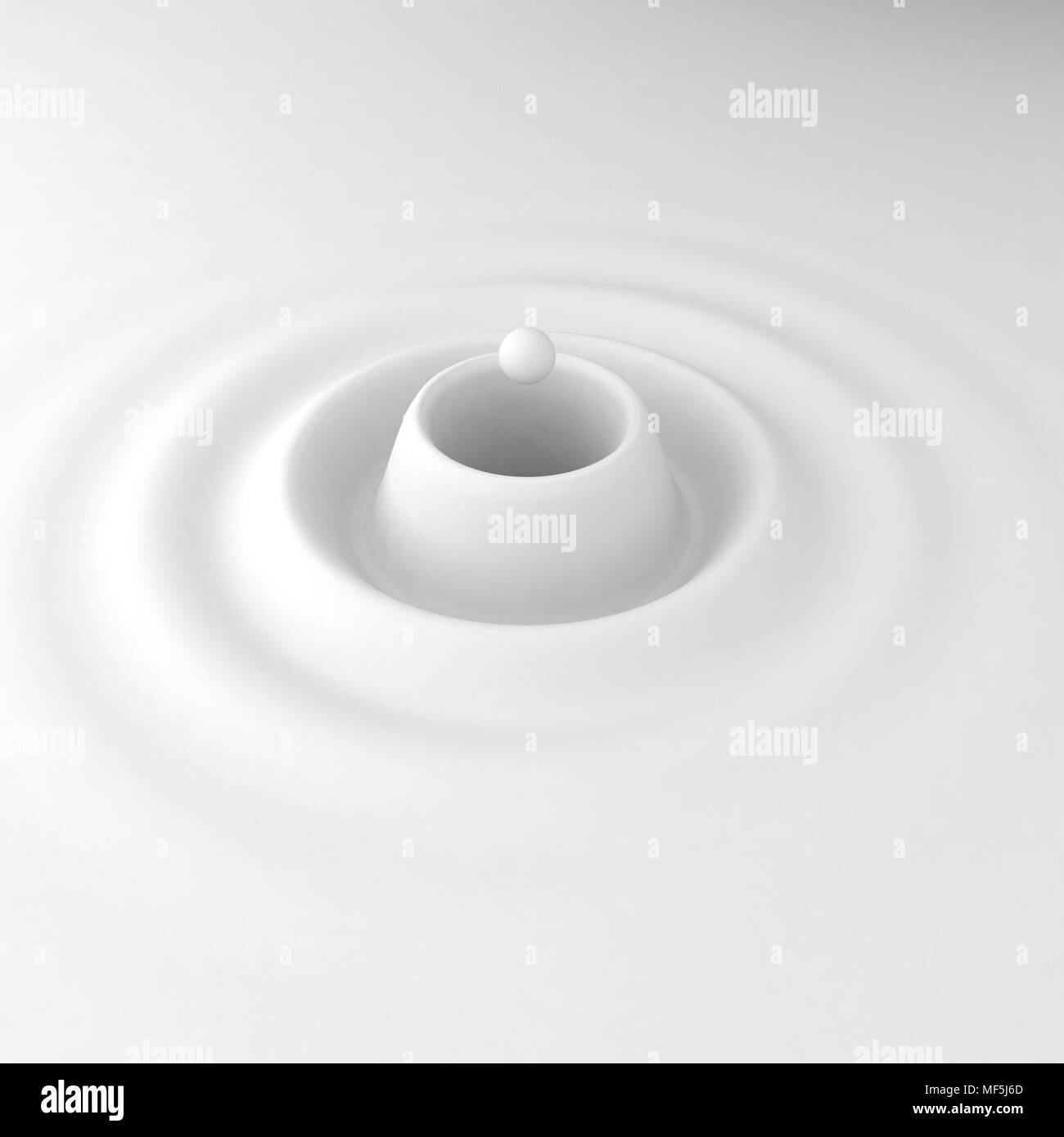 White liquid 3d ripples, circular Stock Photo