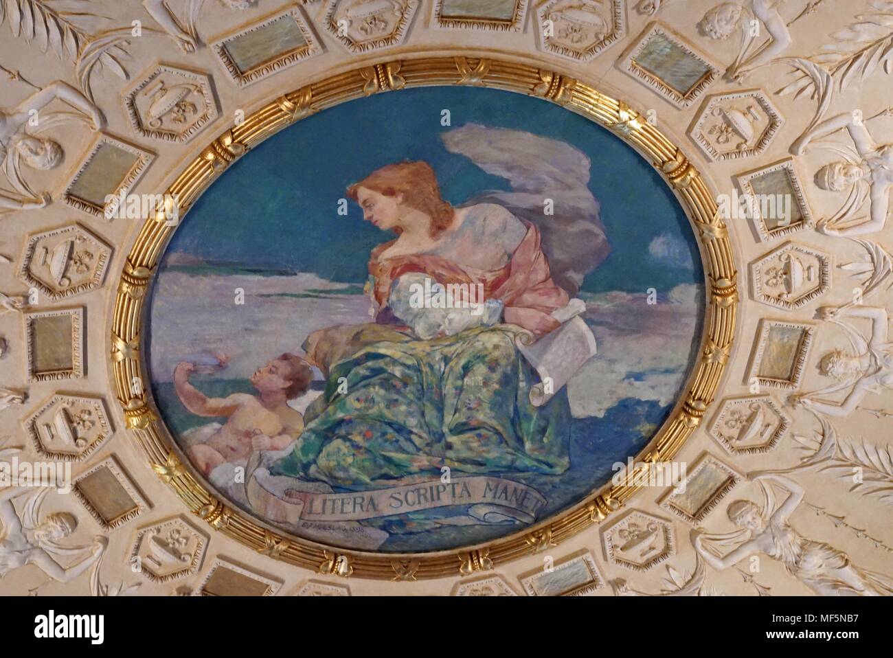 Litera Scripta Manent fresco in the Congress Library, Washington DC Stock Photo