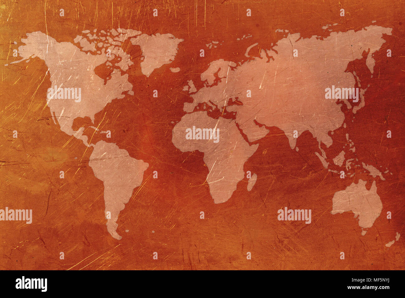 Copper World map Stock Photo Alamy