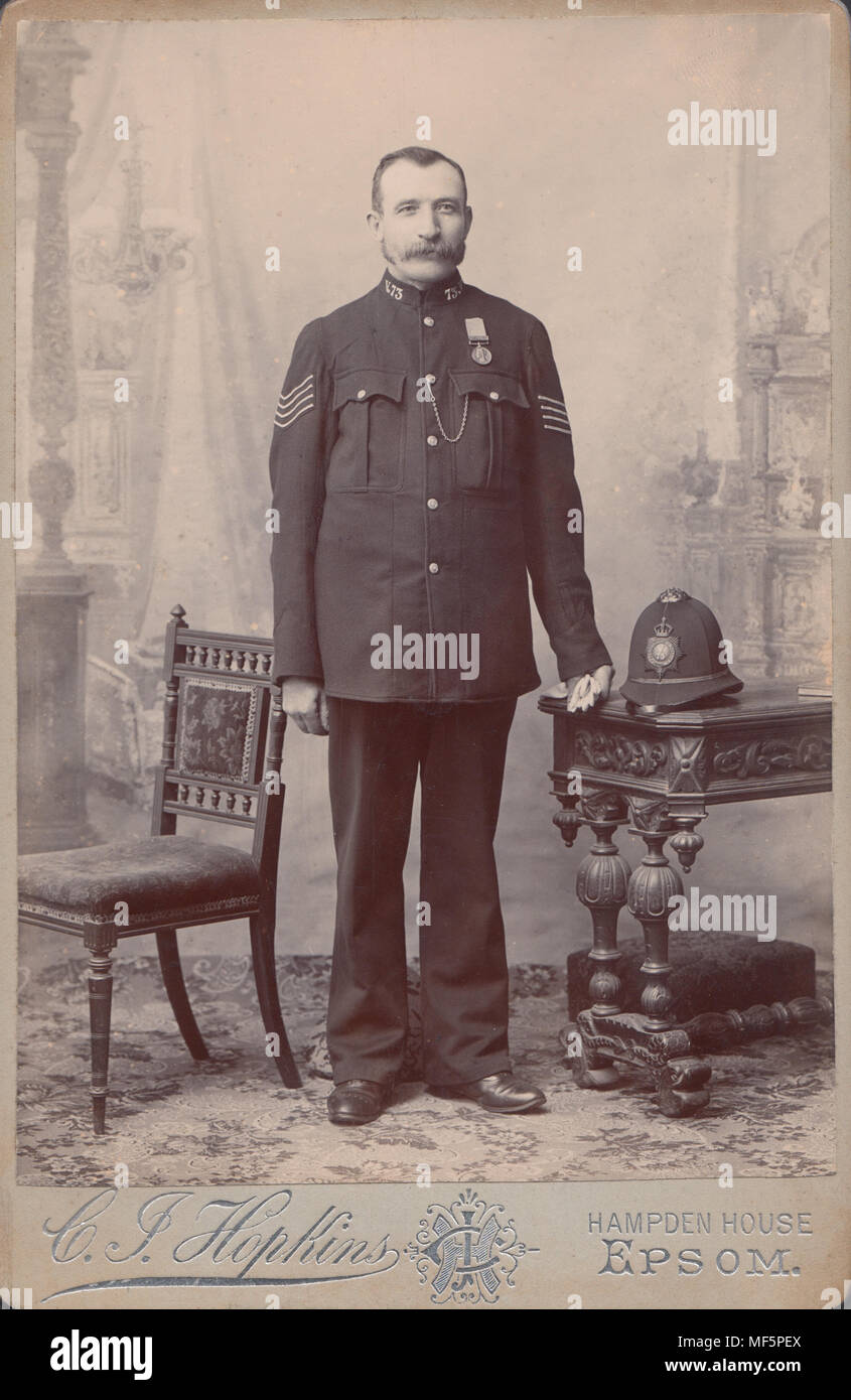 Cabinet Card of Victorian Surrey Policeman Stock Photo