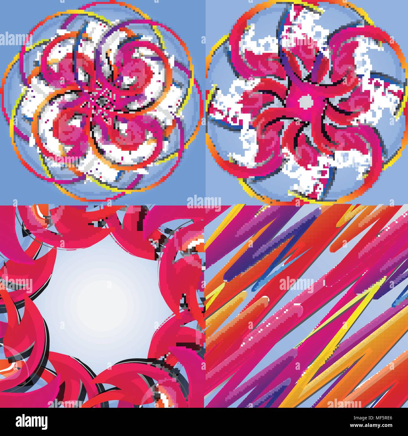 Set of abstract rainbow colored backgrounds with swirl. Vector ...
